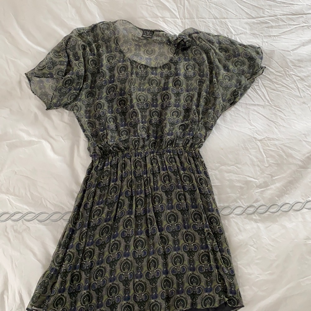 Ella Moss green and blue paisley dress with tank dress liner